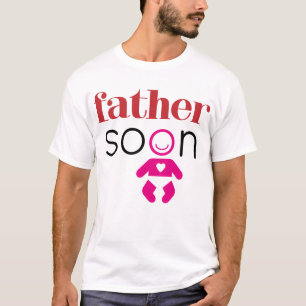 Vader Binnenkort babymeisje Rood Roze Zwart Funny T-shirt