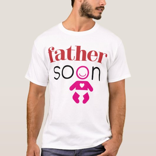 Vader Binnenkort babymeisje Rood Roze Zwart Funny T-shirt (Voorkant)