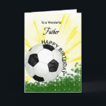 Vader Birthday Soccer Card Kaart<br><div class="desc">Geef je voetballiefhebbende vader een football kaart met een explosief football thema! Een football met de woorden "aan een geweldige vader".</div>