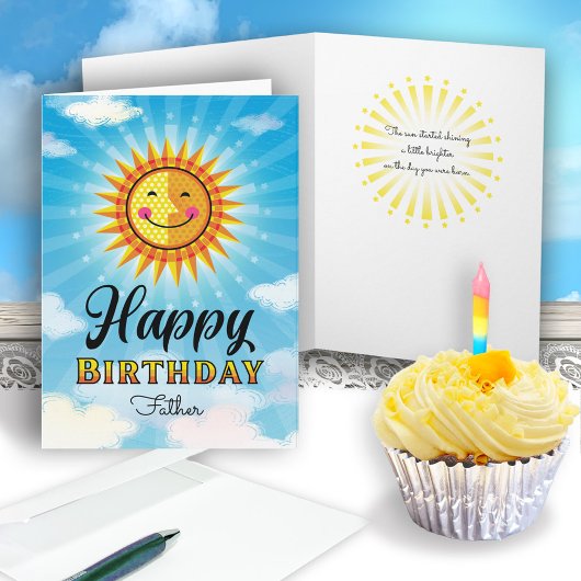 Vader Birthday Yellow Smiling Sun Card Kaart