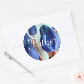 Vader Blue Tulips-Sticker Ronde Sticker (Envelop)