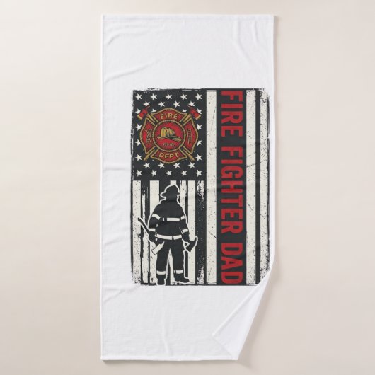 Vader-brandweerman Bedrukte Vlag Vector Design_1 Badhanddoek (Badhanddoek)