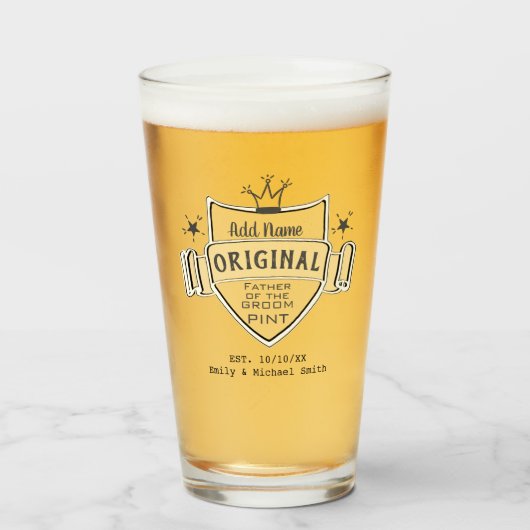 VADER BRUIDEGOM - Gepersonaliseerde Groomsmen PINT Glas (Voorkant gevuld)
