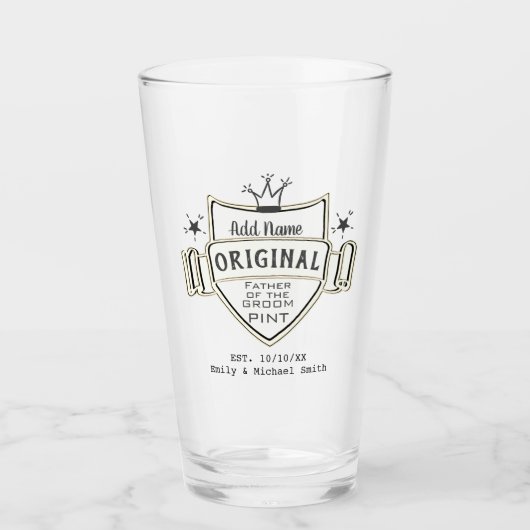 VADER BRUIDEGOM - Gepersonaliseerde Groomsmen PINT Glas (Voorkant)