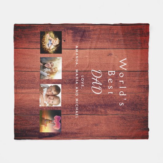 Vader bruin hout foto collage rustiek fleece deken (Voorkant (Horizontaal))