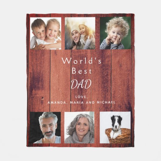 Vader bruin hout fotocollage fleece deken (Voorkant)