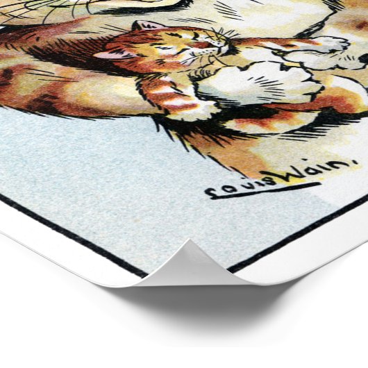 Vader Cat Holding a Kitten, Louis Wain Poster (Hoek)