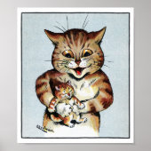 Vader Cat Holding a Kitten, Louis Wain Poster (Voorkant)