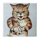 Vader Cat Holding a Kitten, Louis Wain Tegeltje (Voorkant)