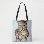 Vader Cat Holding a Kitten, Louis Wain Tote Bag (Voorkant)