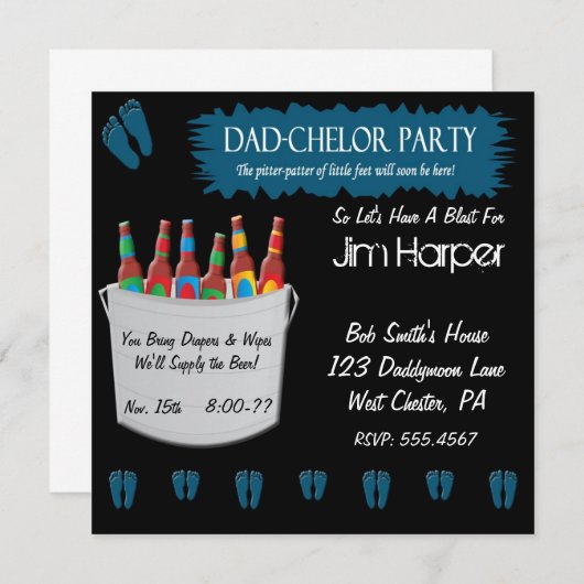 Vader-chelor Diaper Keg Party uitnodigingen (Voorkant / Achterkant)