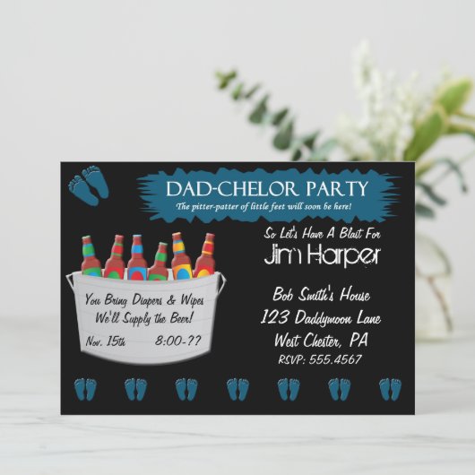 Vader-chelor Diaper Keg Party uitnodigingen (Staand voorkant)