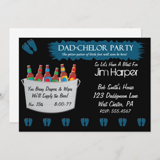 Vader-chelor Diaper Keg Party uitnodigingen (Voorkant / Achterkant)