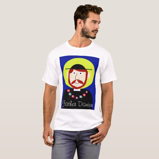 Vader Damien van Molokai T-shirt (Voorkant volledig)