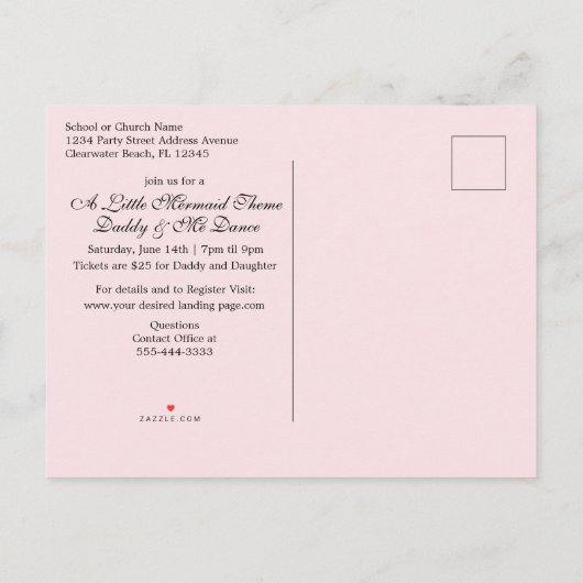 Vader Daughter Dance Little Mermaid Theme Uitnodiging Briefkaart (Achterkant)