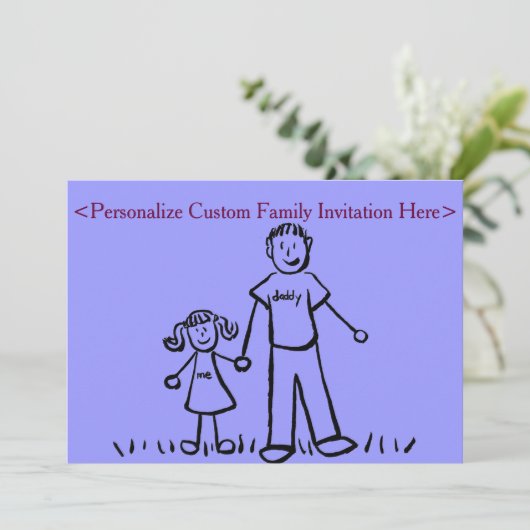 Vader Daughter Family Art, Aangepaste uitnodiging (Staand voorkant)