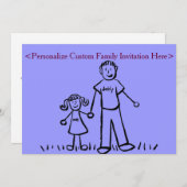 Vader Daughter Family Art, Aangepaste uitnodiging (Voorkant / Achterkant)