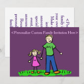 Vader Daughter Family Art, Aangepaste uitnodiging (Voorkant / Achterkant)