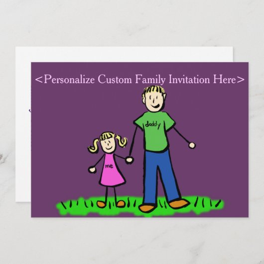 Vader Daughter Family Art, Aangepaste uitnodiging (Voorkant / Achterkant)