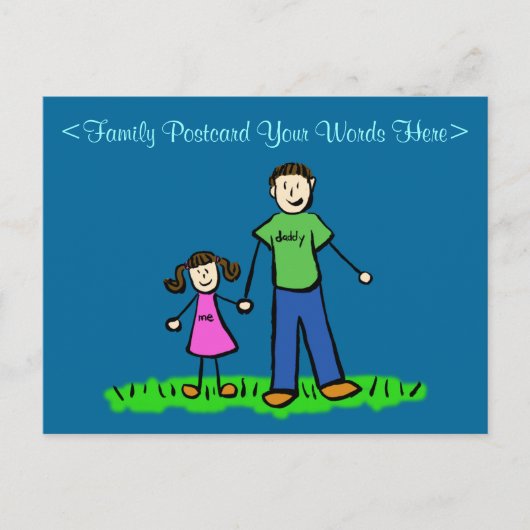Vader Daughter Family Custom Art Briefkaart (Voorkant)
