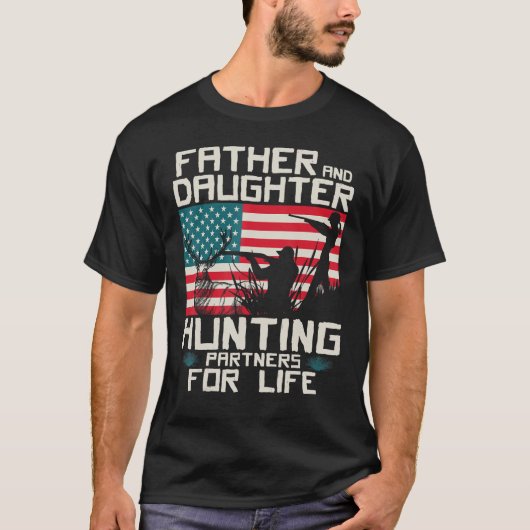 Vader Daughter Hunting Partners Amerikaanse vlag T-shirt (Voorkant)