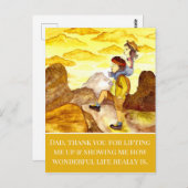 Vader Daughter Waterverf Mountain Fathers Day Briefkaart (Voorkant / Achterkant)