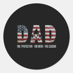 Vader de beschermer held legende Amerikaanse vlag Ronde Sticker