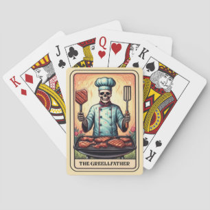Vader De Grillfather Funny Fathers Day Skeleton Pokerkaarten