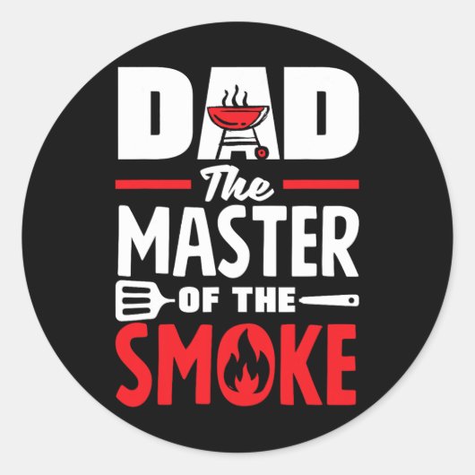 Vader, de meester van de rook Vaderdag BBQ Ronde Sticker (Voorkant)