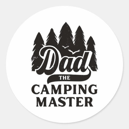 Vader de  Vader van de Kampeermeester Ronde Sticker (Voorkant)