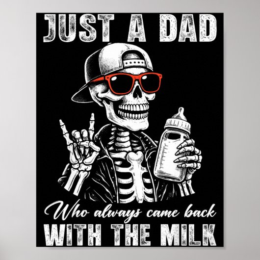 Vader die terugkwam met melk skelet vaderdag poster (Voorkant)