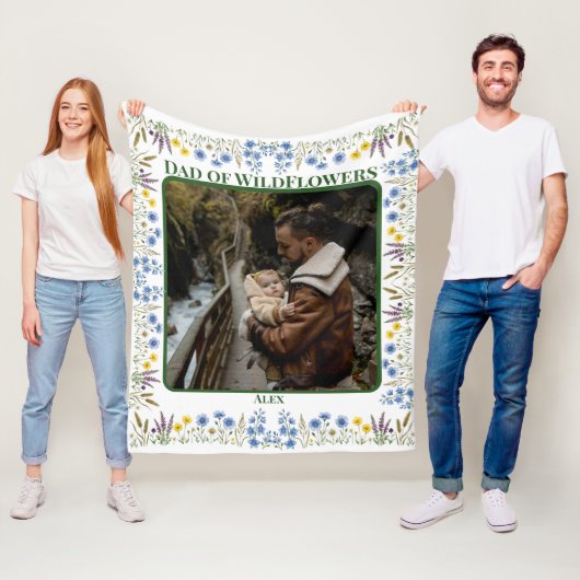 Vader-dochter aangepaste foto-wilde bloemen-vader fleece deken (In situ)