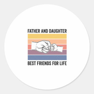 Vader Dochter Beste Vrienden voor het Leven Vintag Ronde Sticker