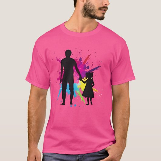 Vader Dochter Handen Handen Splashback ontwerp doo T-shirt (Voorkant)