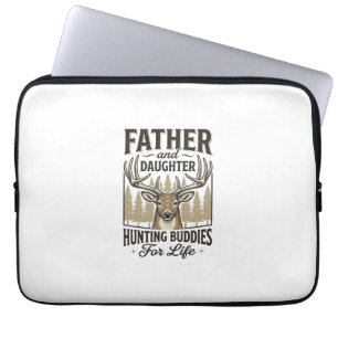 Vader Dochter Jacht Buddies Hert T-shirt Ontwerp_ Laptop Sleeve