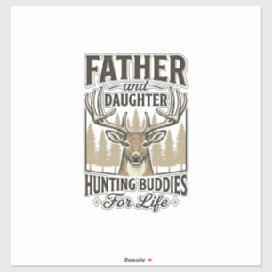 Vader Dochter Jacht Buddies Hert T-shirt Ontwerp_ Sticker