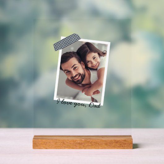 Vader Dochters Hart Script | Fotocollage Acryl Bord (Neutraal)