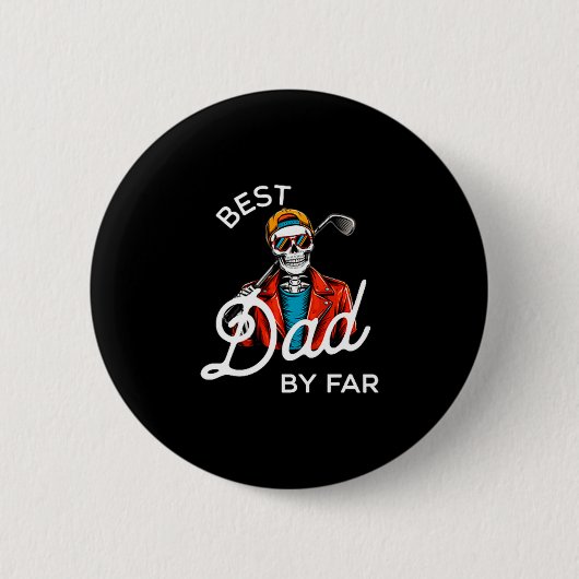 Vader door par grappige golfshirt papa ronde button 5,7 cm (Voorkant)