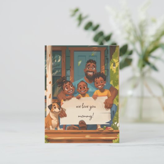 Vader, Drie Kinderen en de Hond Briefkaart (Staand voorkant)