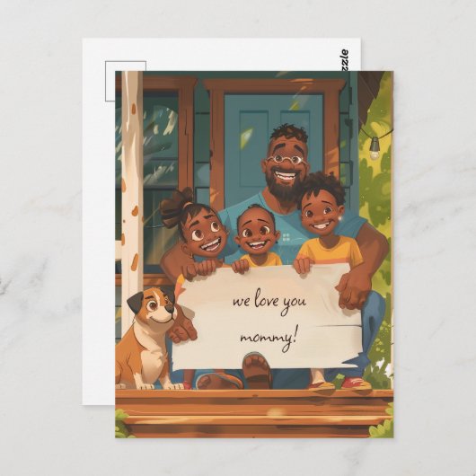 Vader, Drie Kinderen en de Hond Briefkaart (Voorkant / Achterkant)