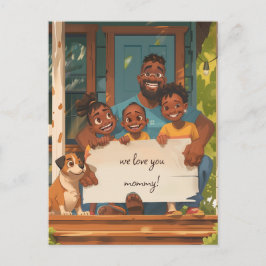 Vader, Drie Kinderen en de Hond Briefkaart
