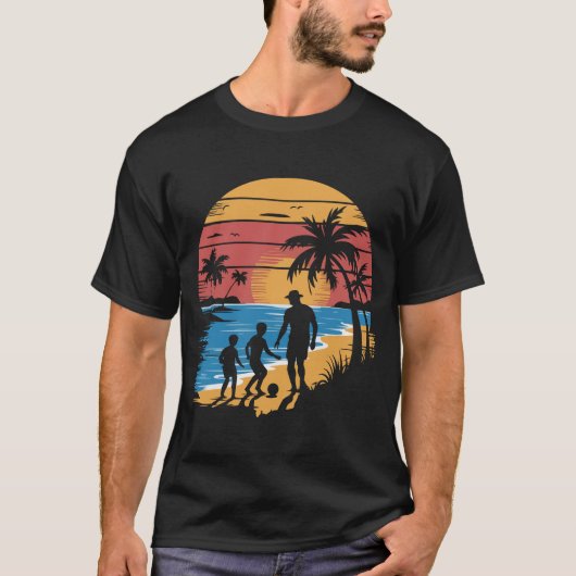 Vader en 2 zonen strandvoetbal t-shirt (Voorkant)
