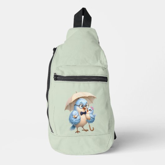 Vader en Baby Vogel Sling Tas (Voorkant)