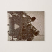 Vader en dochter Amish paard en buggy Legpuzzel (Horizontaal)