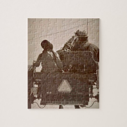 Vader en dochter Amish paard en buggy Legpuzzel (Verticaal)