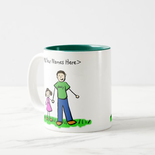 Vader en dochter Brunette Mok (Namen aanpassen) (Voorkant links)