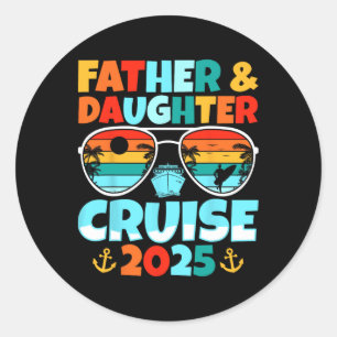 Vader En Dochter Cruise 2025 Retro Vaderdag Ronde Sticker