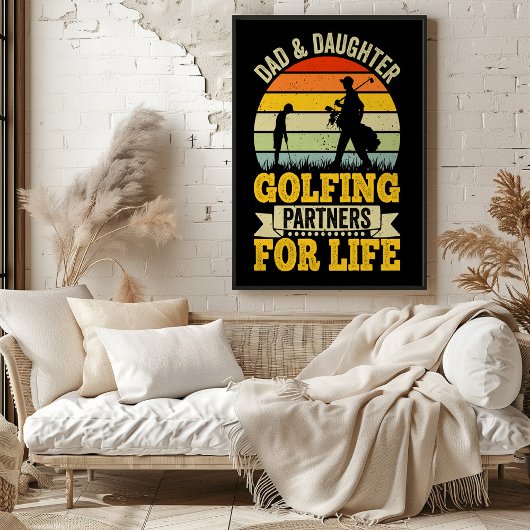 Vader en dochter golfen partners voor het leven poster