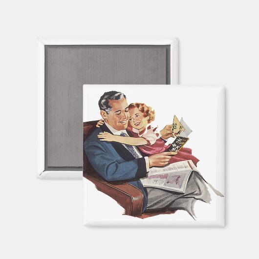  vader en dochter, Happy Vaderdag! Magneet (Voorkant / Achterkant)