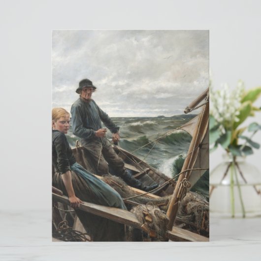 Vader en Dochter in Zee (door Albert Edelfelt) Kaart (Staand voorkant)